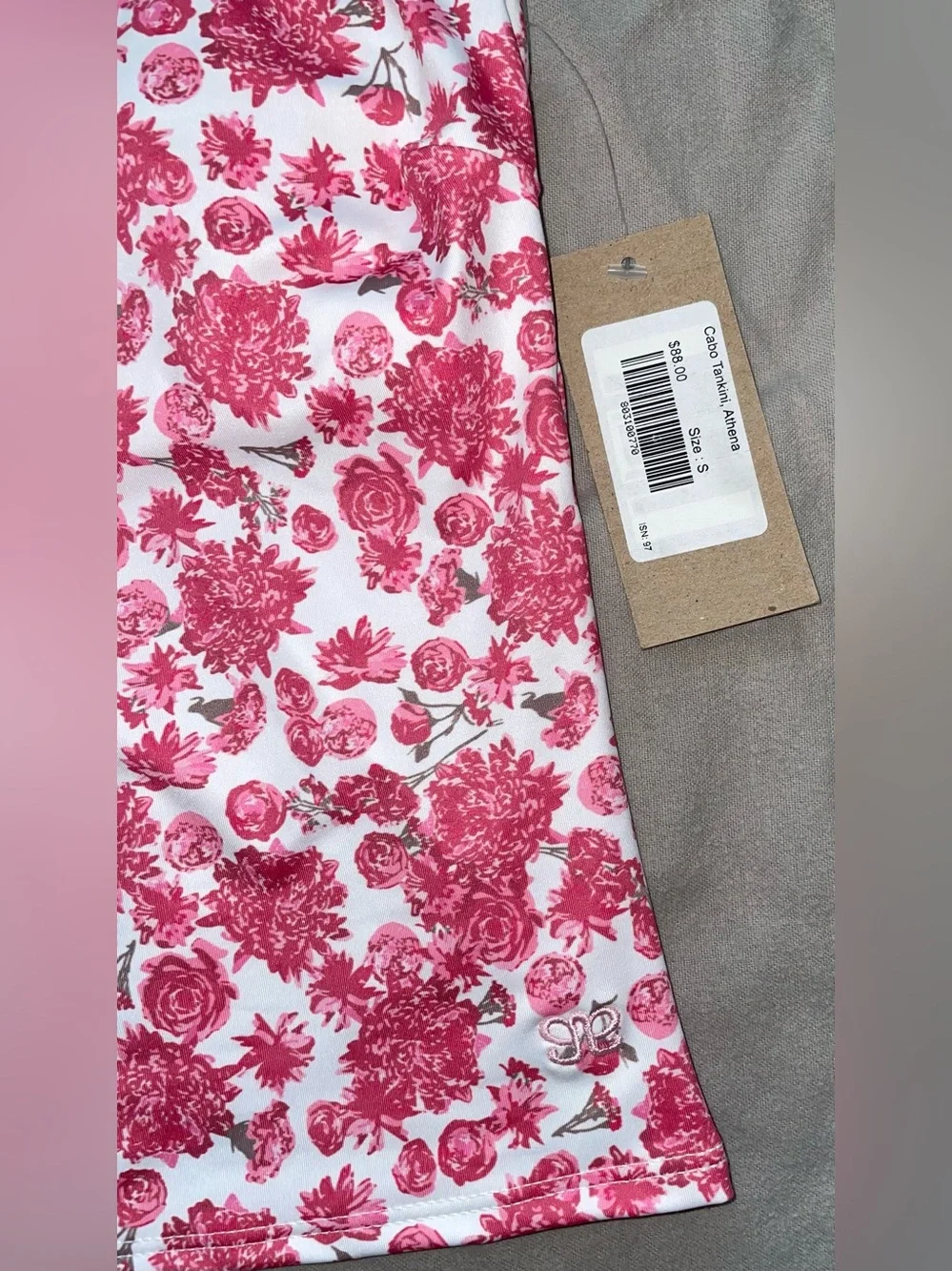 NEW NWT Albion Fit Women’s Athena Cabo Tankini Bikini Top Pink Floral Small
